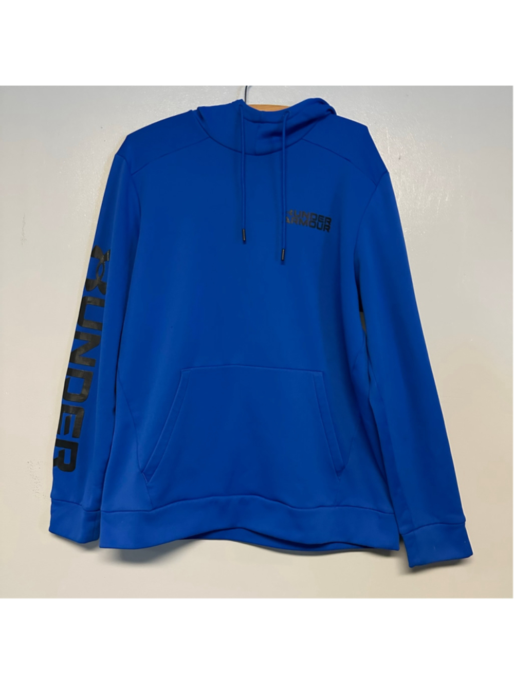 Under Armour Hoodie Mens Size Large Blue Black Logo Pullover Sweatshirt